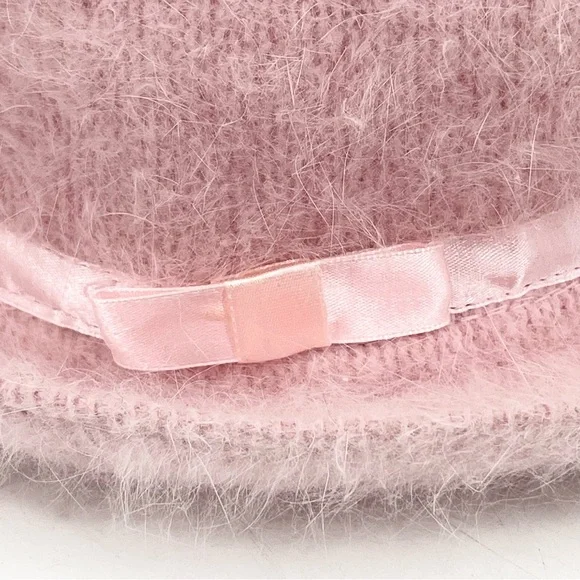 Soft Pink Angora Rabbit Hair Blend Bucket Hat - Picture 3 of 7